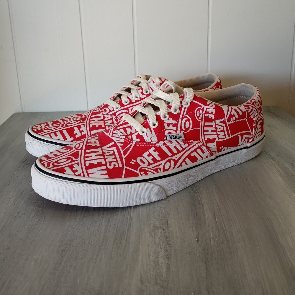 Vans Off The Wall Repeat Racing Red Skate Shoes Men's Size 11.5